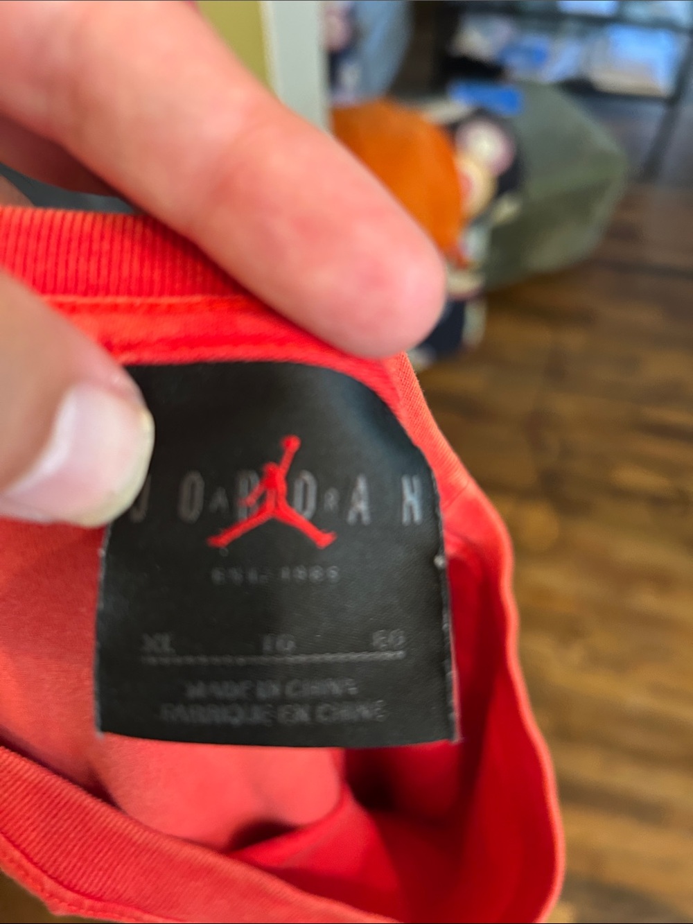 Jordan Men’s Long-Sleeve Crewneck Shirt in Red with White Jumpman - Picture 3 of 4